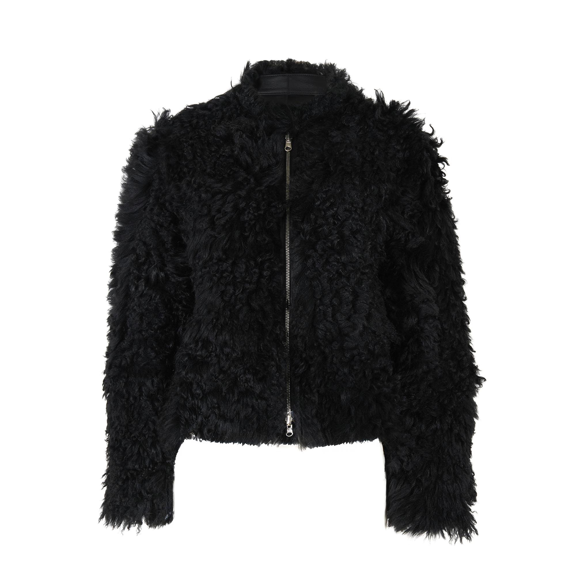 Sirus Siyah Kadın Çift Taraflı Kürk Ceket