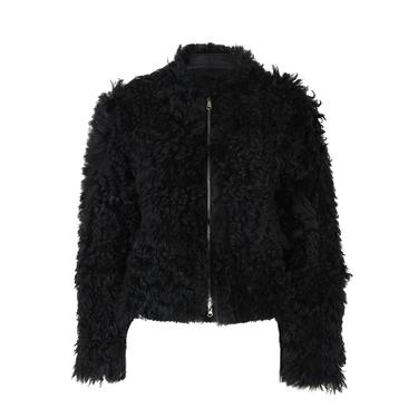  Sirus Siyah Kadın Çift Taraflı Kürk Ceket