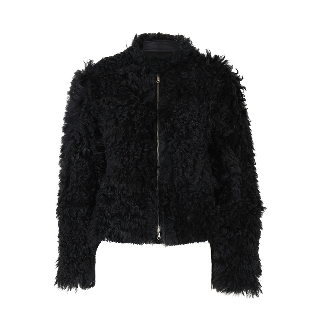  Sirus Siyah Kadın Çift Taraflı Kürk Ceket