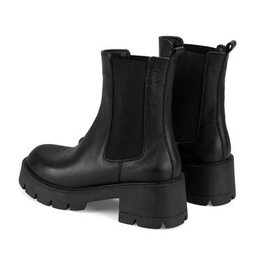  Kadın Siyah Topuklu Deri Bot