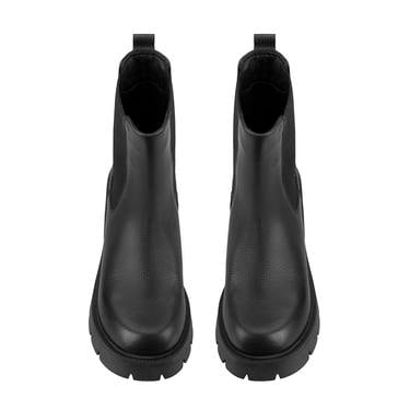  Kadın Siyah Topuklu Deri Bot