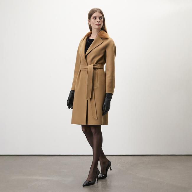  Capella Kahve Kadın Kürk Yakalı Pardösü