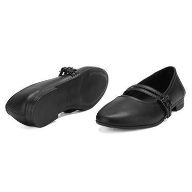  Kadın Siyah Deri Babet