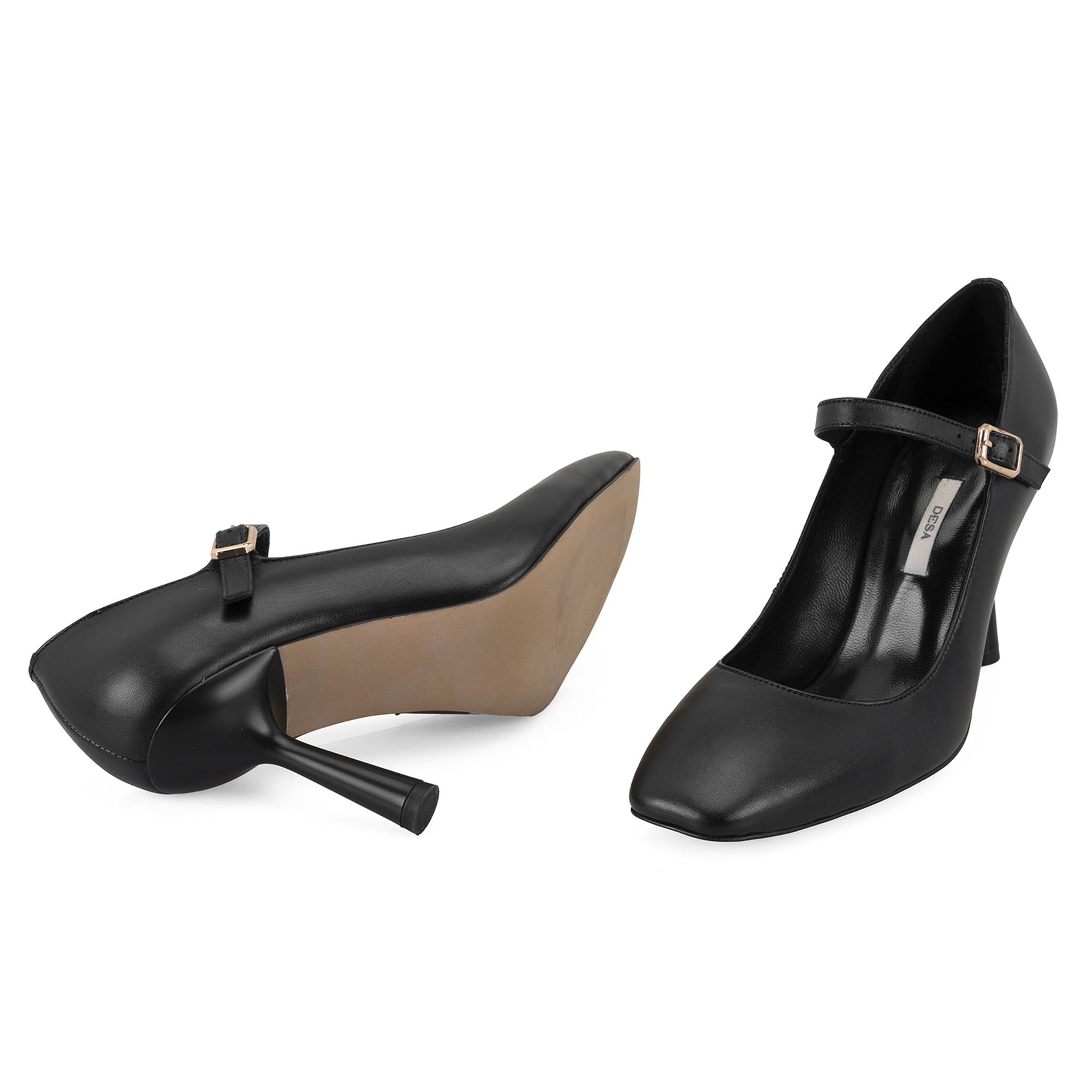 Kadın Siyah Klasik Topuklu Deri Ayakkabı