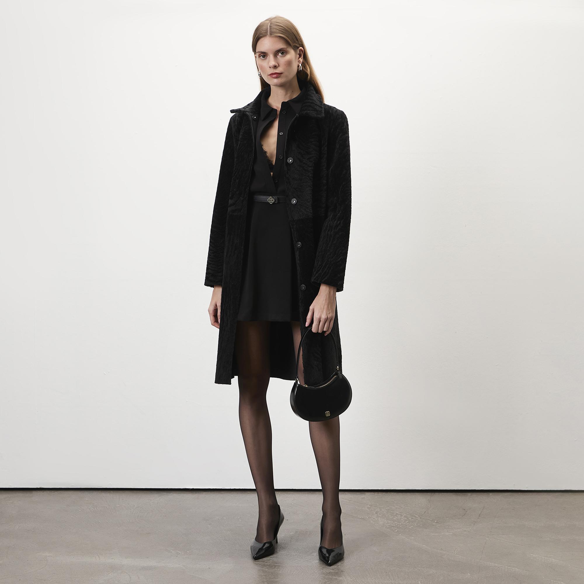 Kadın Siyah Mini Deri El Çantası