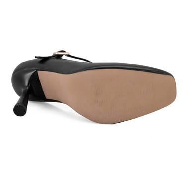  Kadın Siyah Klasik Topuklu Deri Ayakkabı