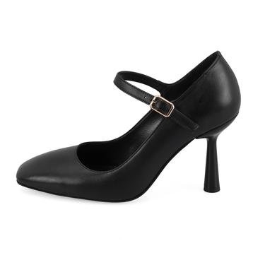  Kadın Siyah Klasik Topuklu Deri Ayakkabı