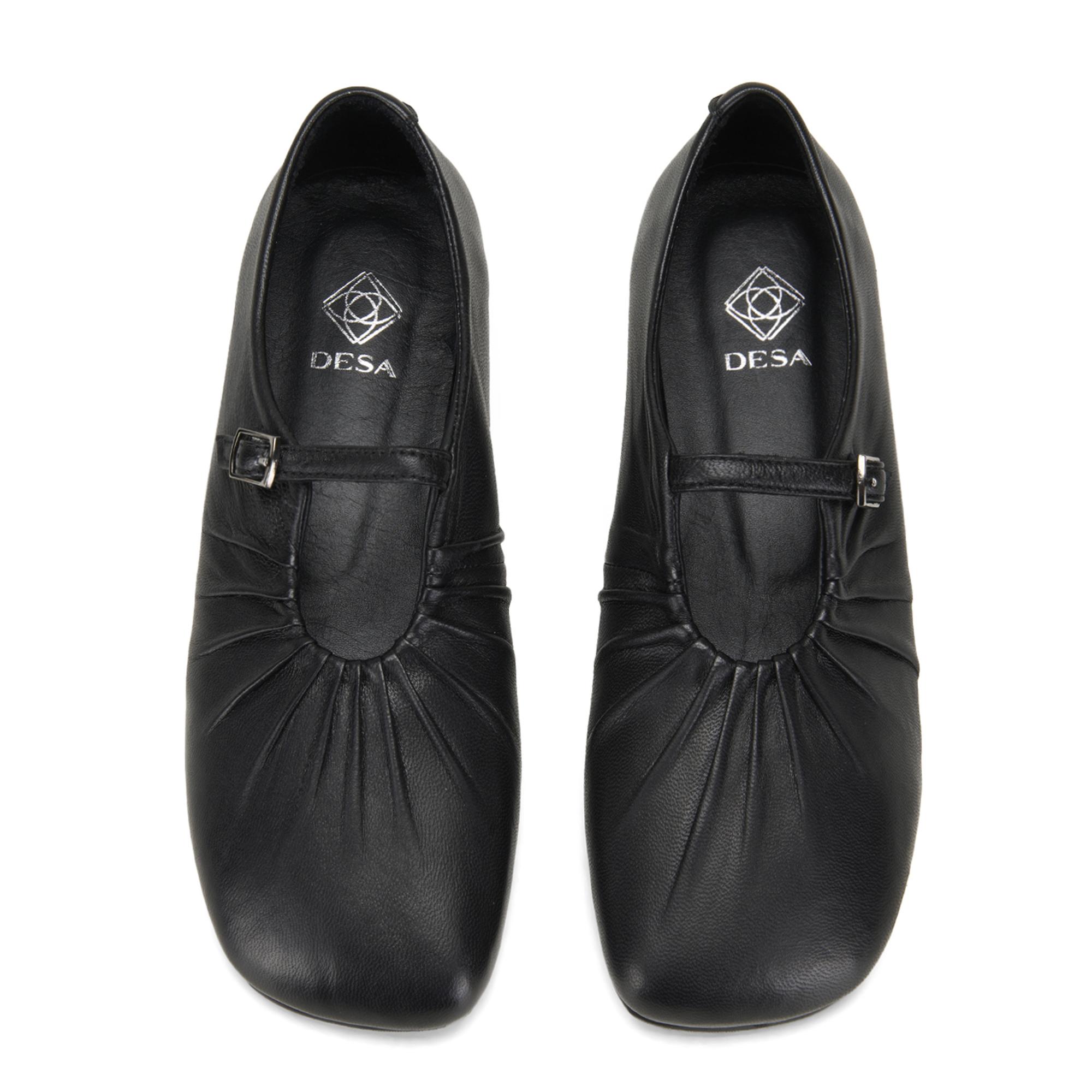 Kadın Siyah Mary Jane Deri Babet