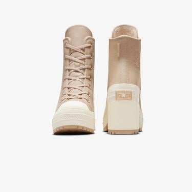  Converse Chuck 70 De Luxe Heel Unisex Bej Deri Platform Sneaker