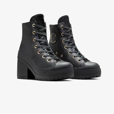  Converse Chuck 70 De Luxe Heel Unisex Siyah Deri Platform Sneaker