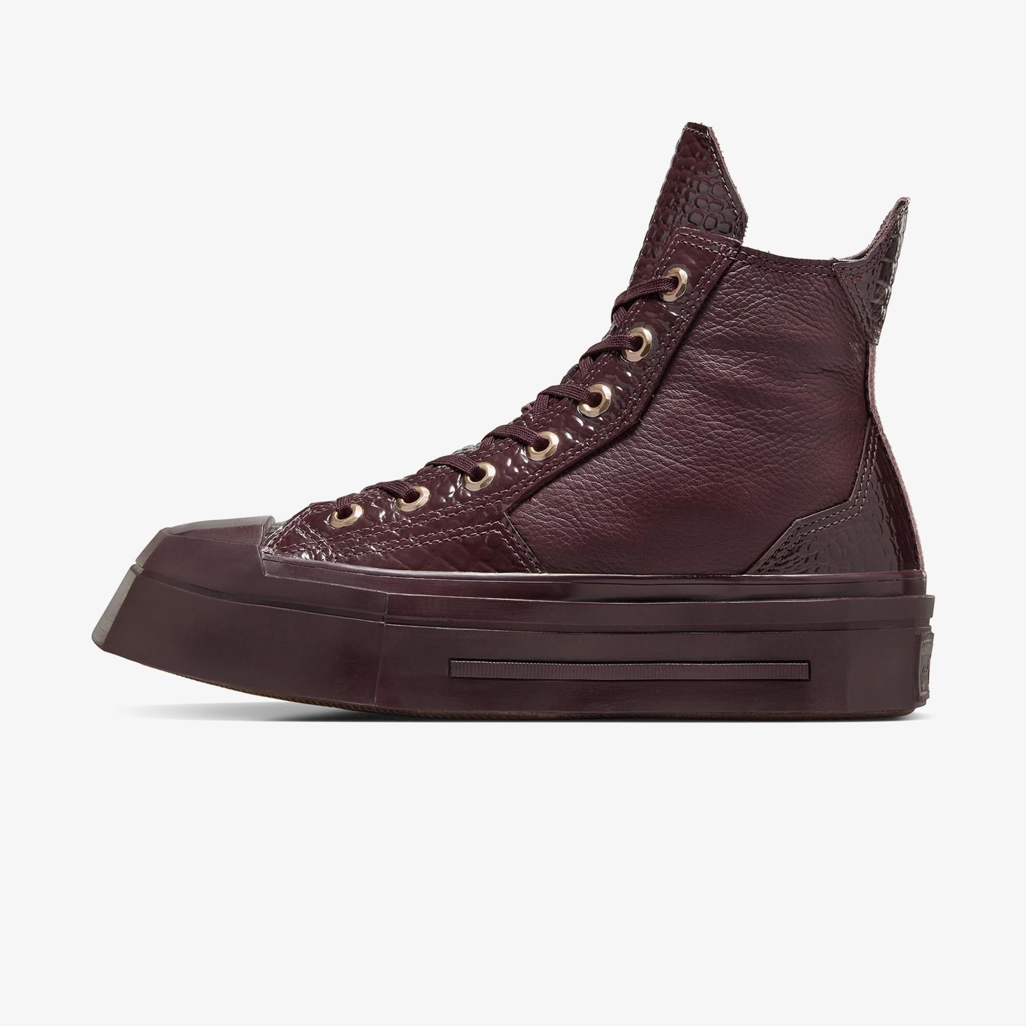 Converse Chuck 70 De Luxe Squared Unisex Bordo Deri Platform Sneaker
