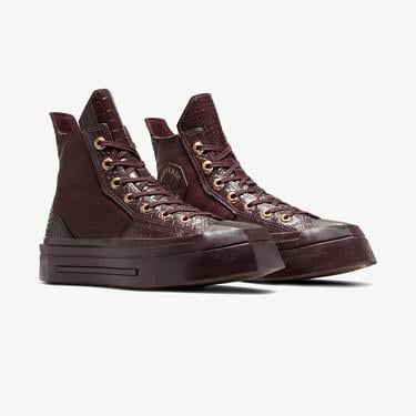  Converse Chuck 70 De Luxe Squared Unisex Bordo Deri Platform Sneaker