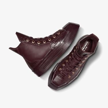  Converse Chuck 70 De Luxe Squared Unisex Bordo Deri Platform Sneaker