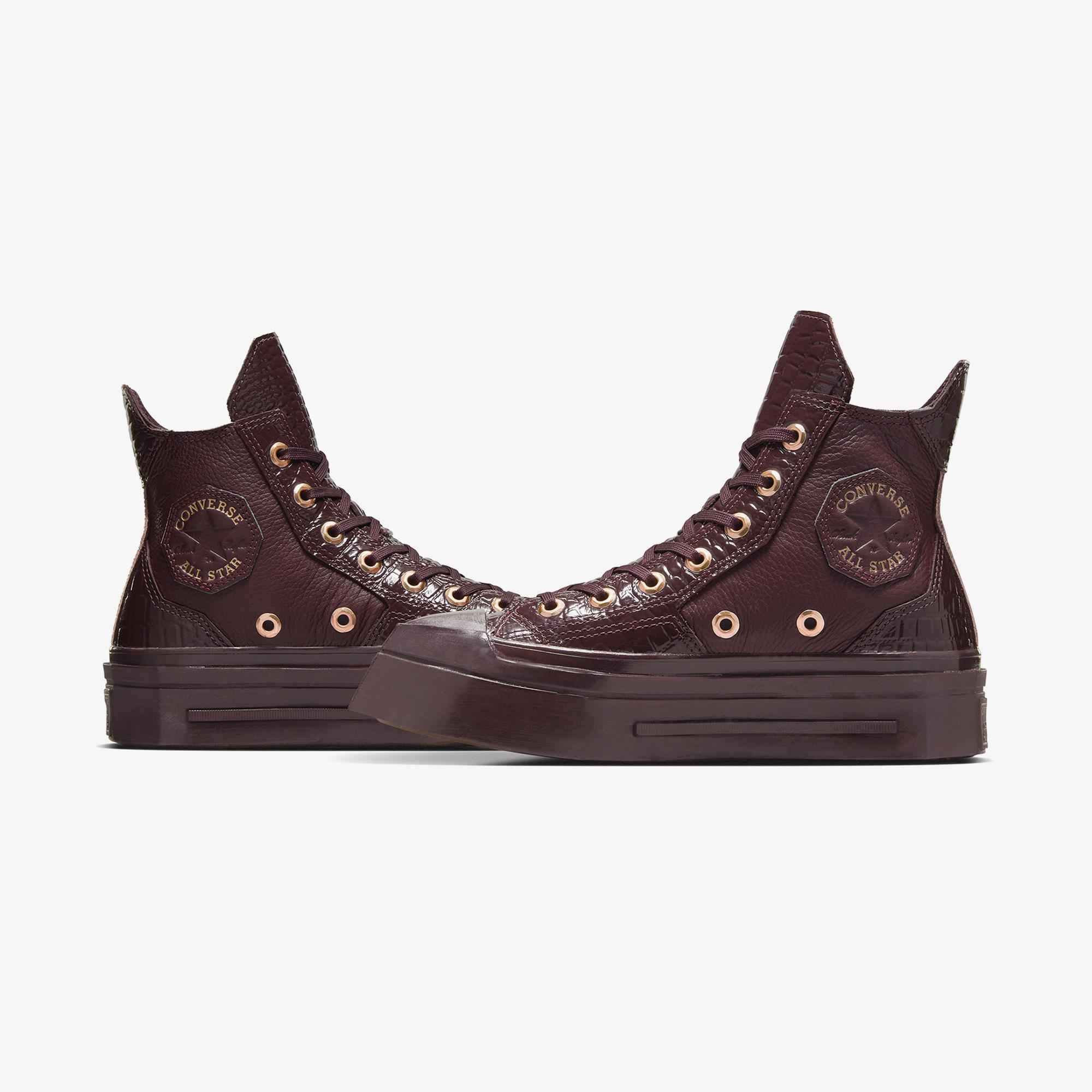 Converse Chuck 70 De Luxe Squared Unisex Bordo Deri Platform Sneaker