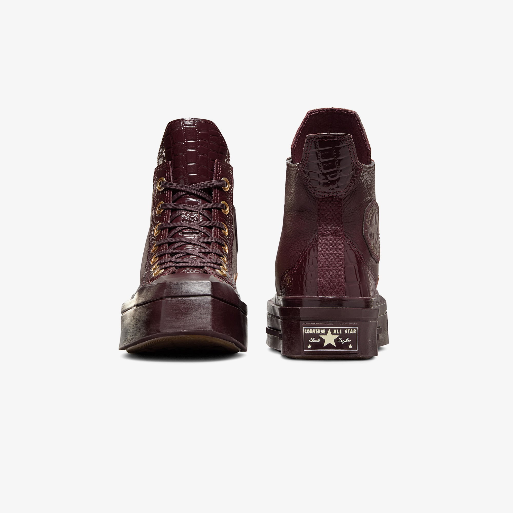 Converse Chuck 70 De Luxe Squared Unisex Bordo Deri Platform Sneaker - Görsel 3