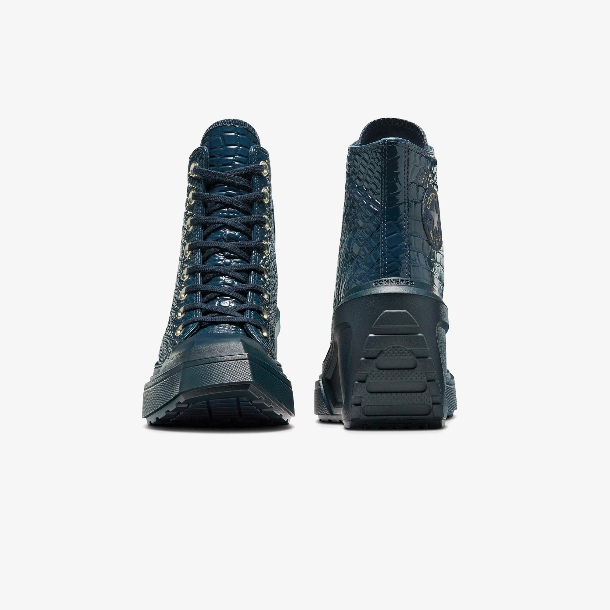 Converse Chuck 70 De Luxe Wedge Unisex Lacivert Deri Platform Sneaker