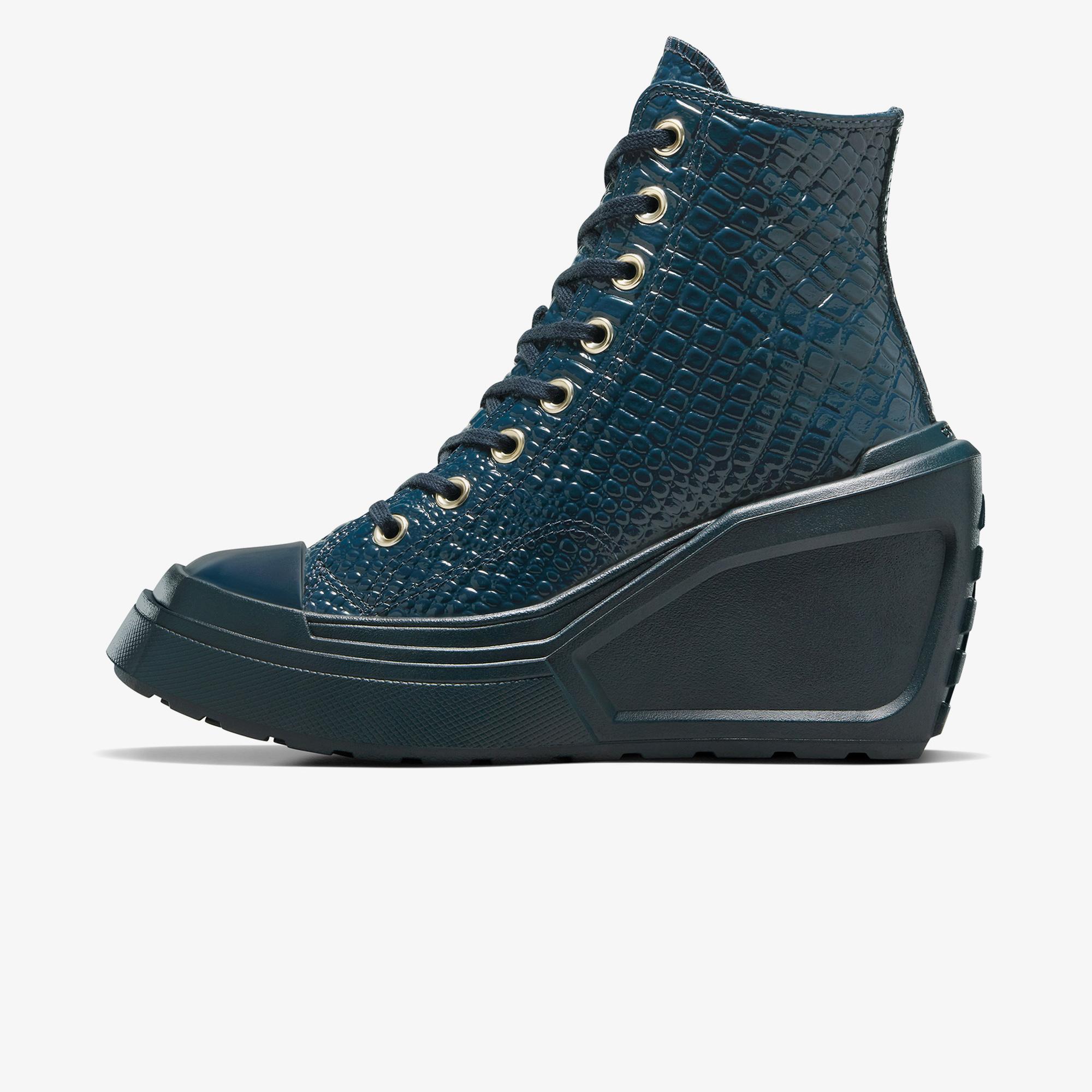 Converse Chuck 70 De Luxe Wedge Unisex Lacivert Deri Platform Sneaker