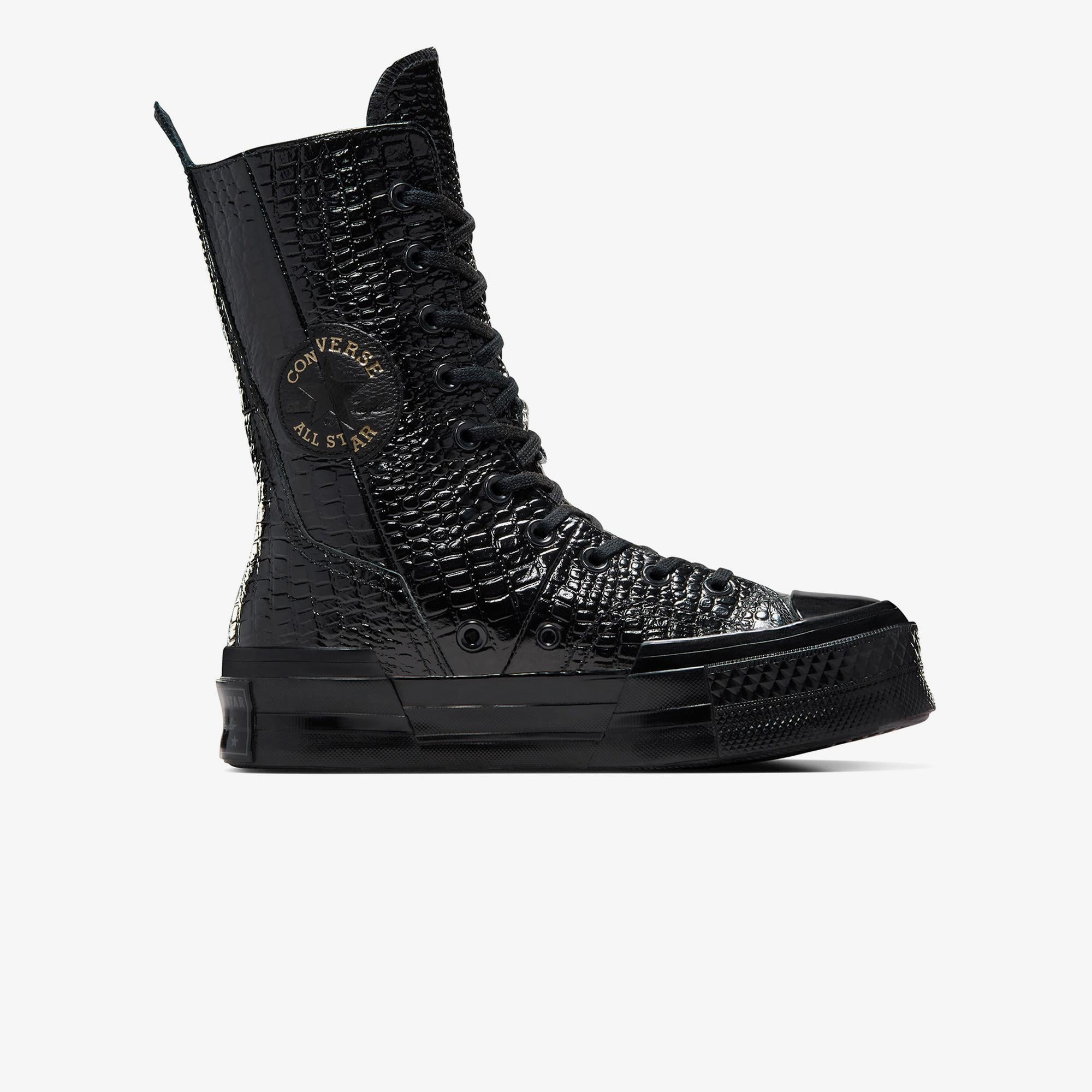 Converse Chuck 70 Plus XHi Unisex Siyah Deri Platform Sneaker