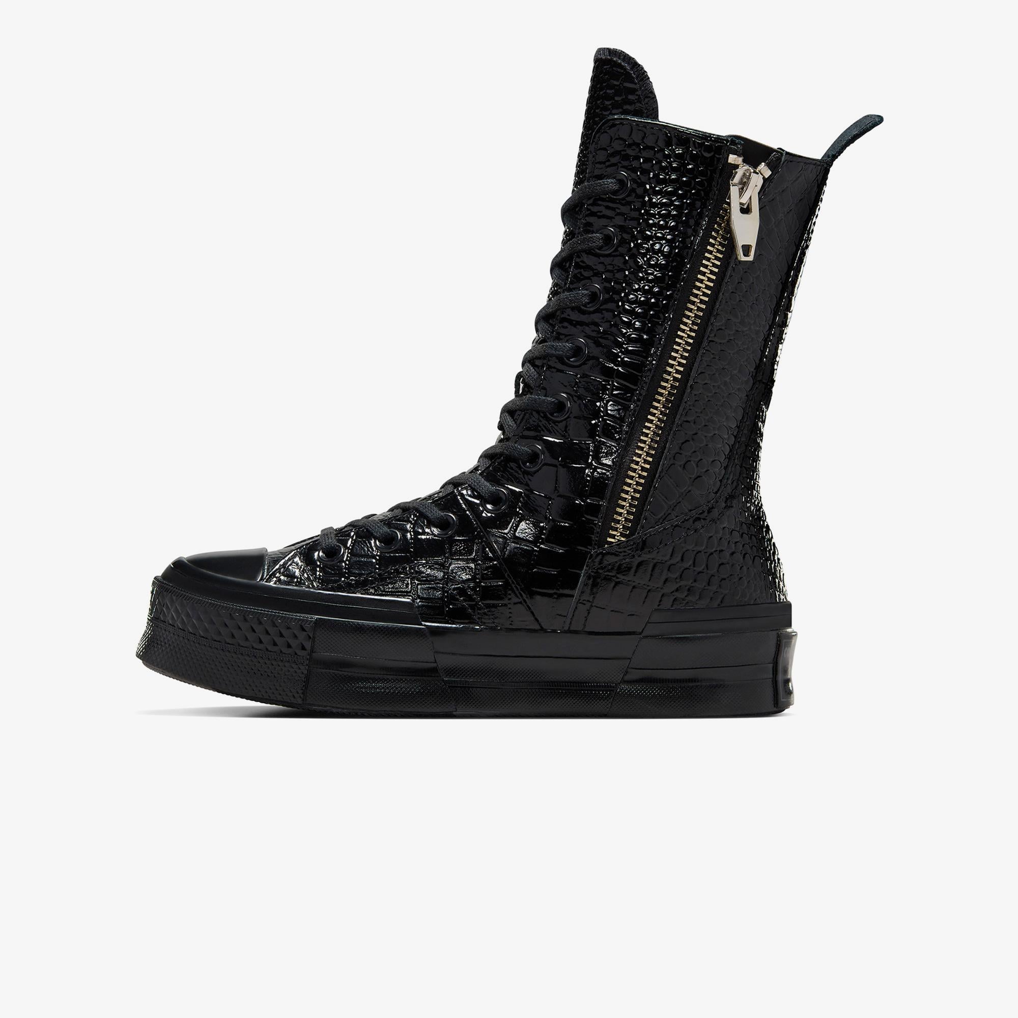 Converse Chuck 70 Plus XHi Unisex Siyah Deri Platform Sneaker