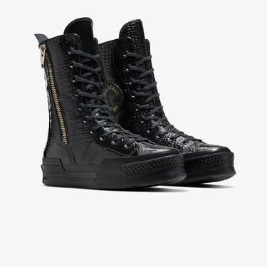  Converse Chuck 70 Plus XHi Unisex Siyah Deri Platform Sneaker
