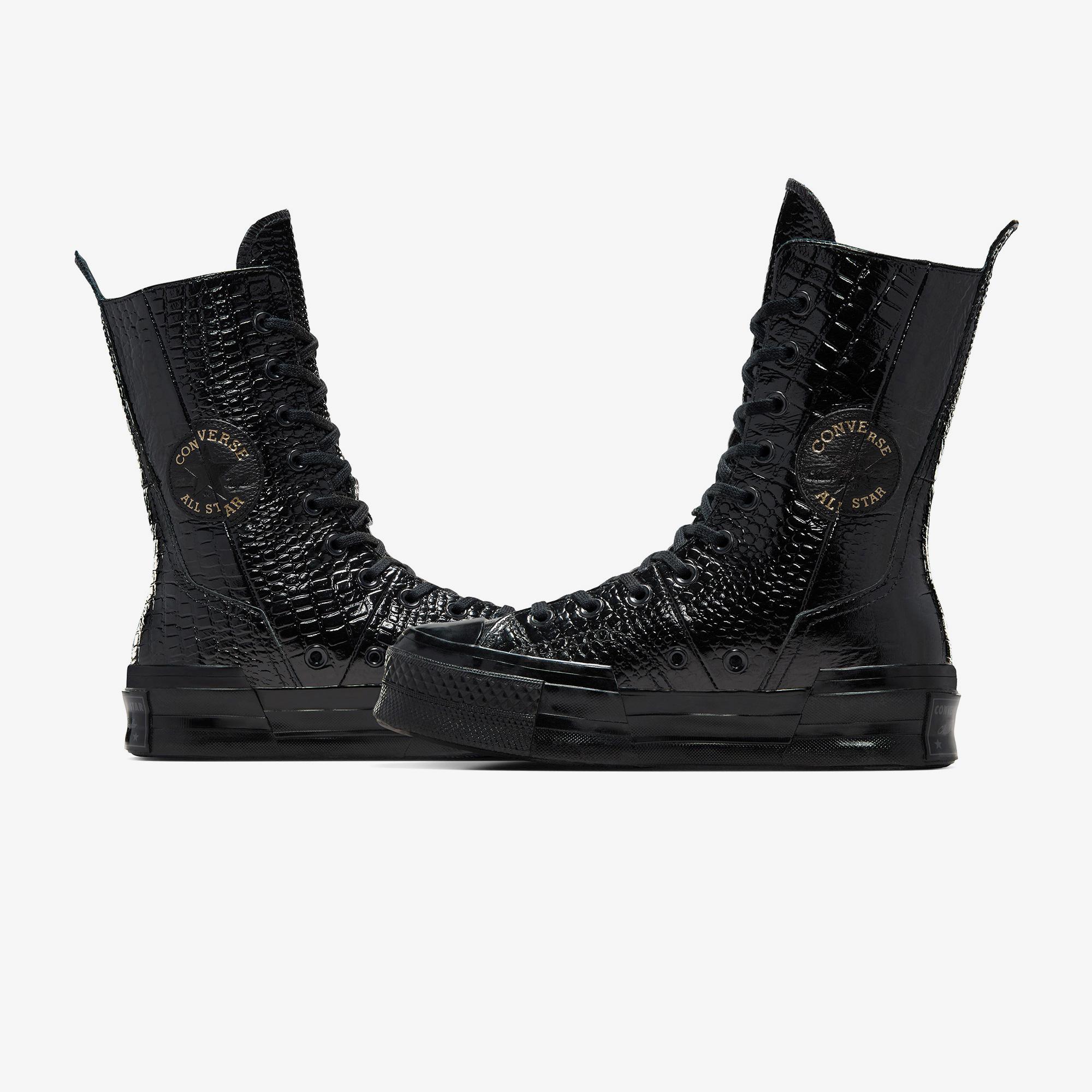 Converse Chuck 70 Plus XHi Unisex Siyah Deri Platform Sneaker