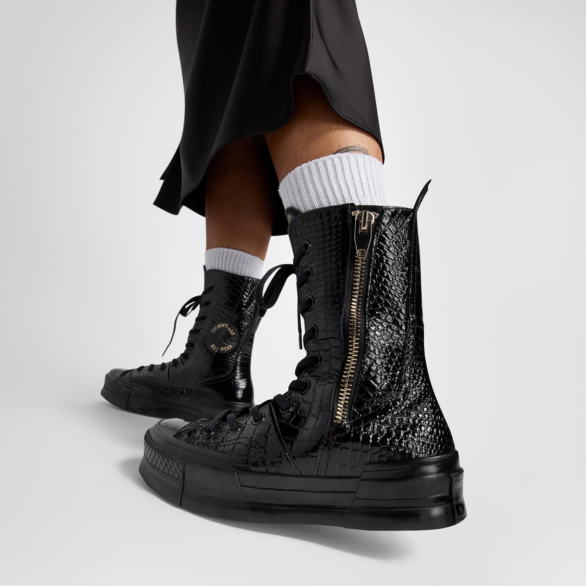 Converse Chuck 70 Plus XHi Unisex Siyah Deri Platform Sneaker