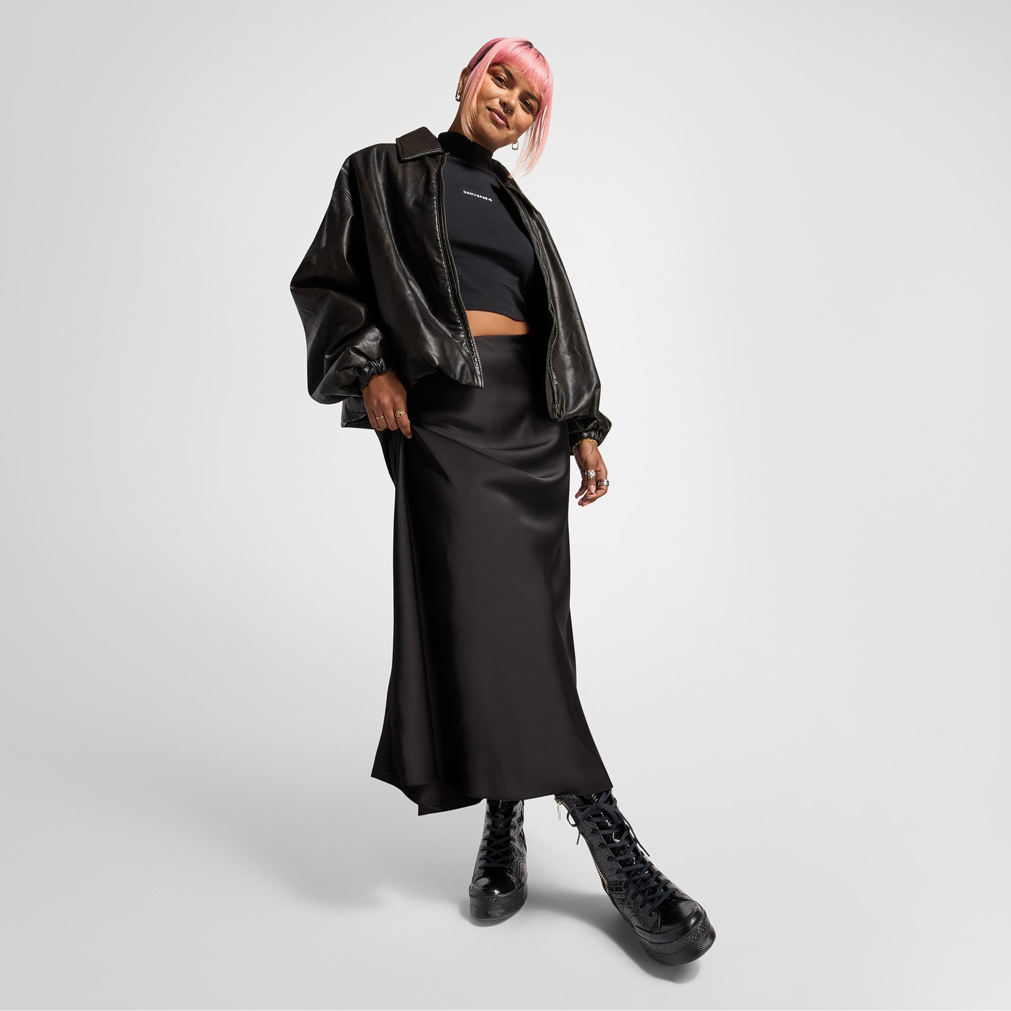 Converse Chuck 70 Plus XHi Unisex Siyah Deri Platform Sneaker