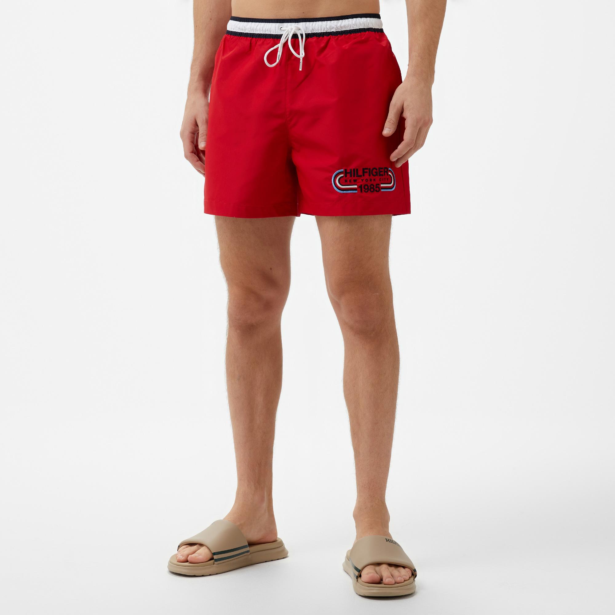 Tommy Hilfiger Medium Drawstring Erkek Kırmızı Mayo Şort