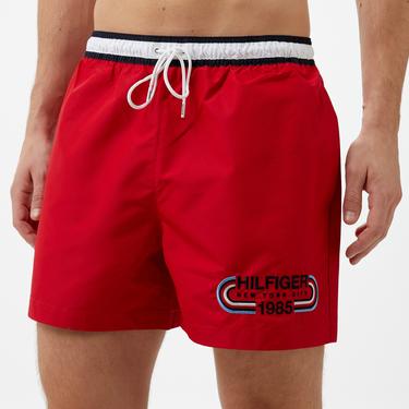  Tommy Hilfiger Medium Drawstring Erkek Kırmızı Mayo Şort