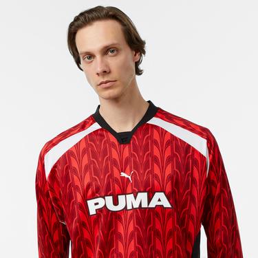  Puma Football Jersey Longsleeve Erkek Kırmızı T-Shirt
