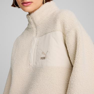  Puma Classics Winterized Half-Zip Kadın Beyaz Sweatshirt