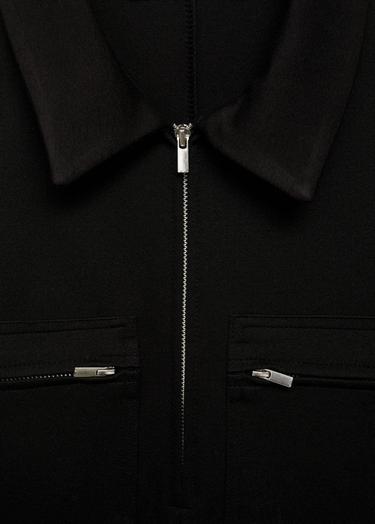  Mango Kadın Cepli Polo Yaka Elbise Siyah