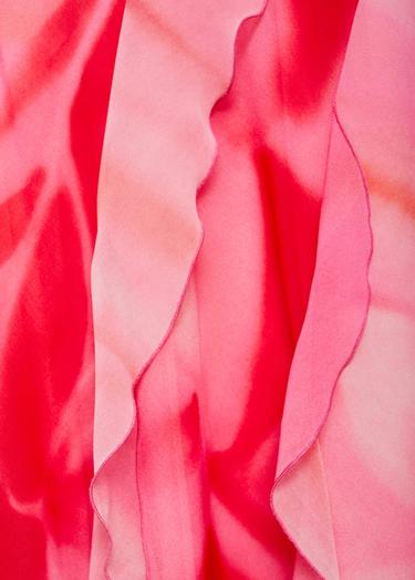  Mango Kadın Yırtmaçlı Fırfırlı Elbise Pembe