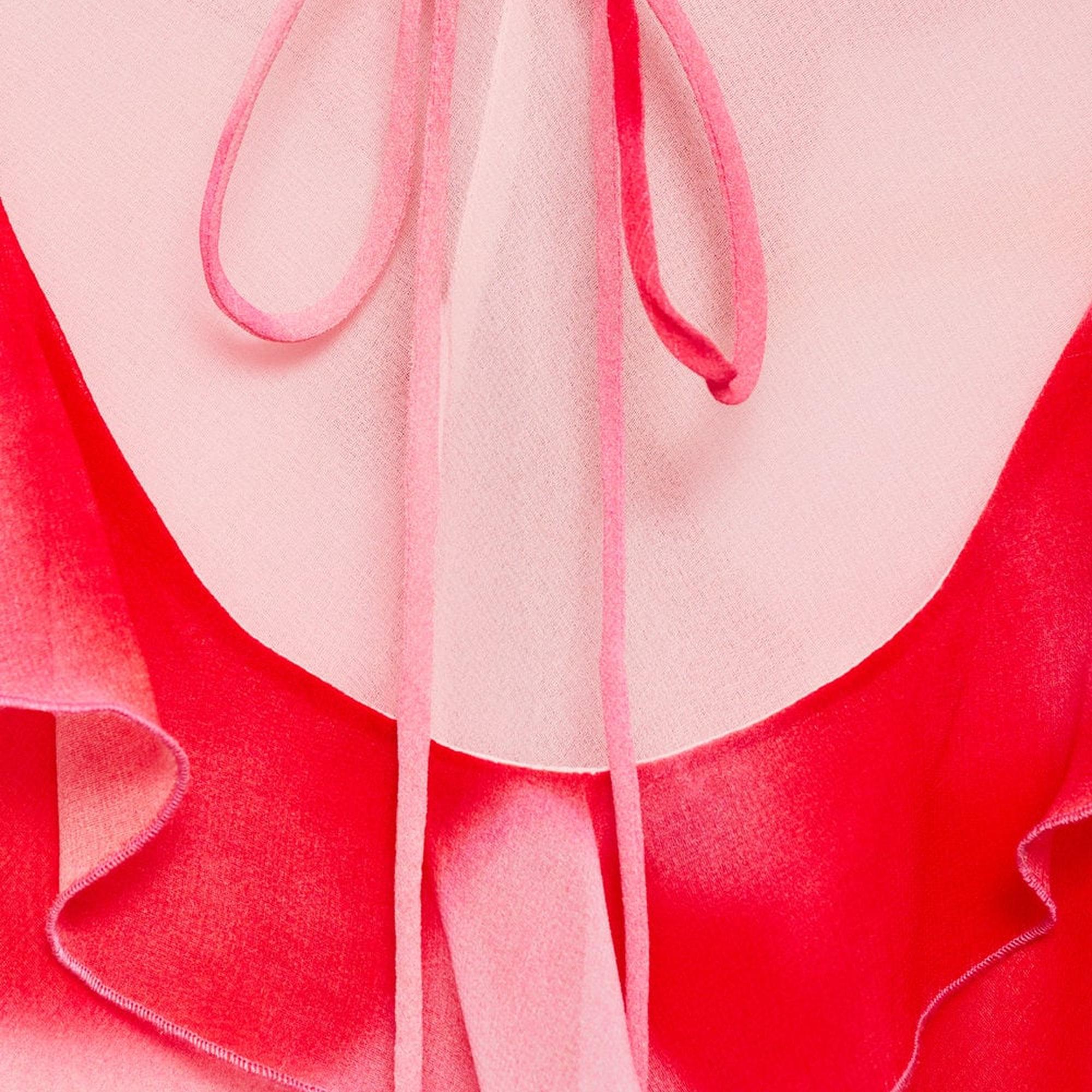 Mango Kadın Yırtmaçlı Fırfırlı Elbise Pembe