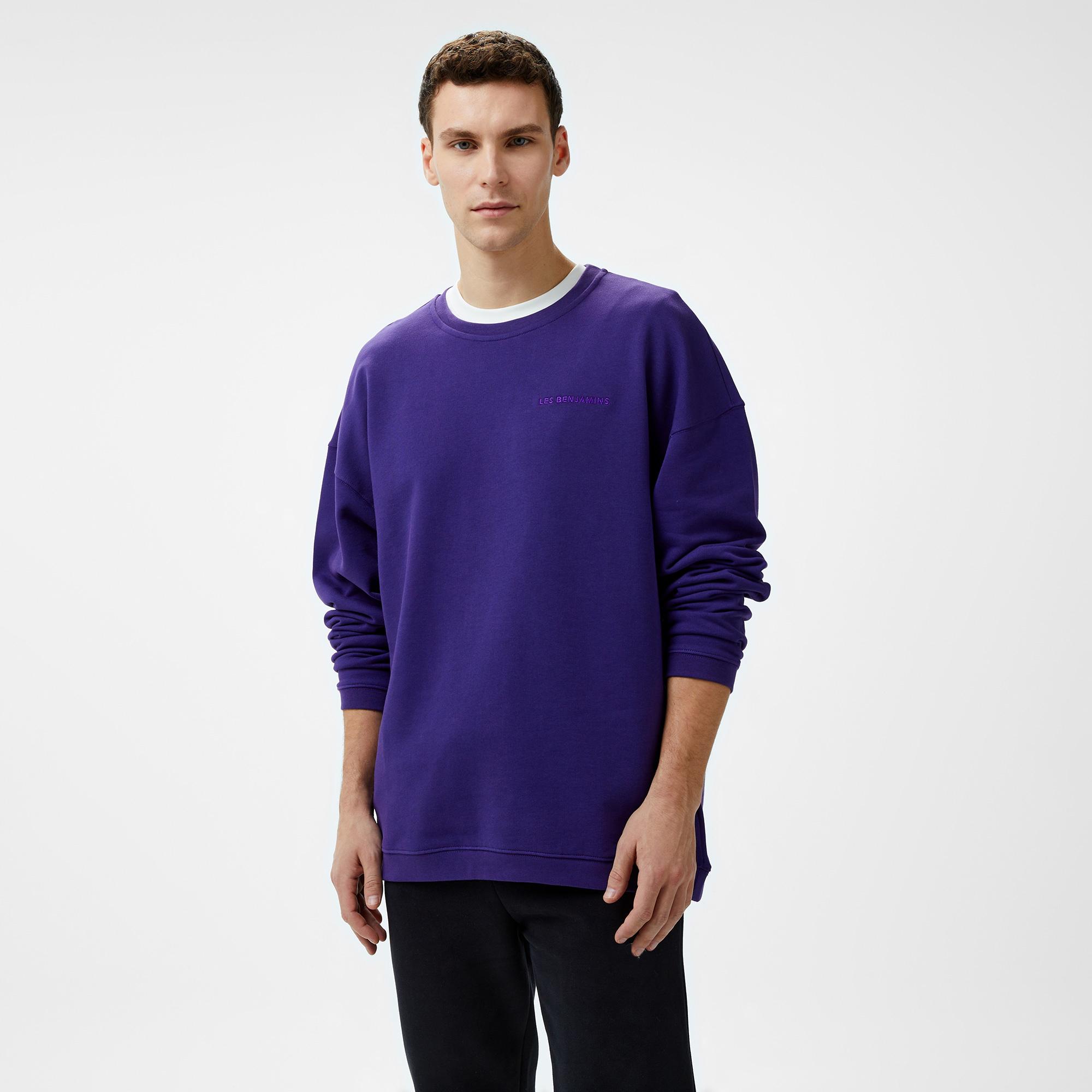 Les Benjamins 303 Erkek Mor Sweatshirt