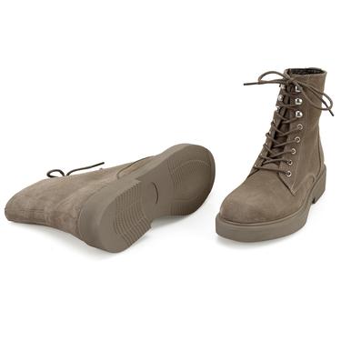  Kadın Kahve Fermuarlı Süet Deri Bot