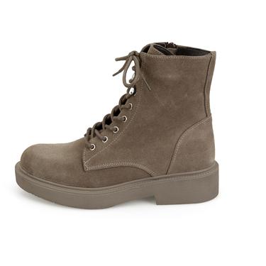  Kadın Kahve Fermuarlı Süet Deri Bot
