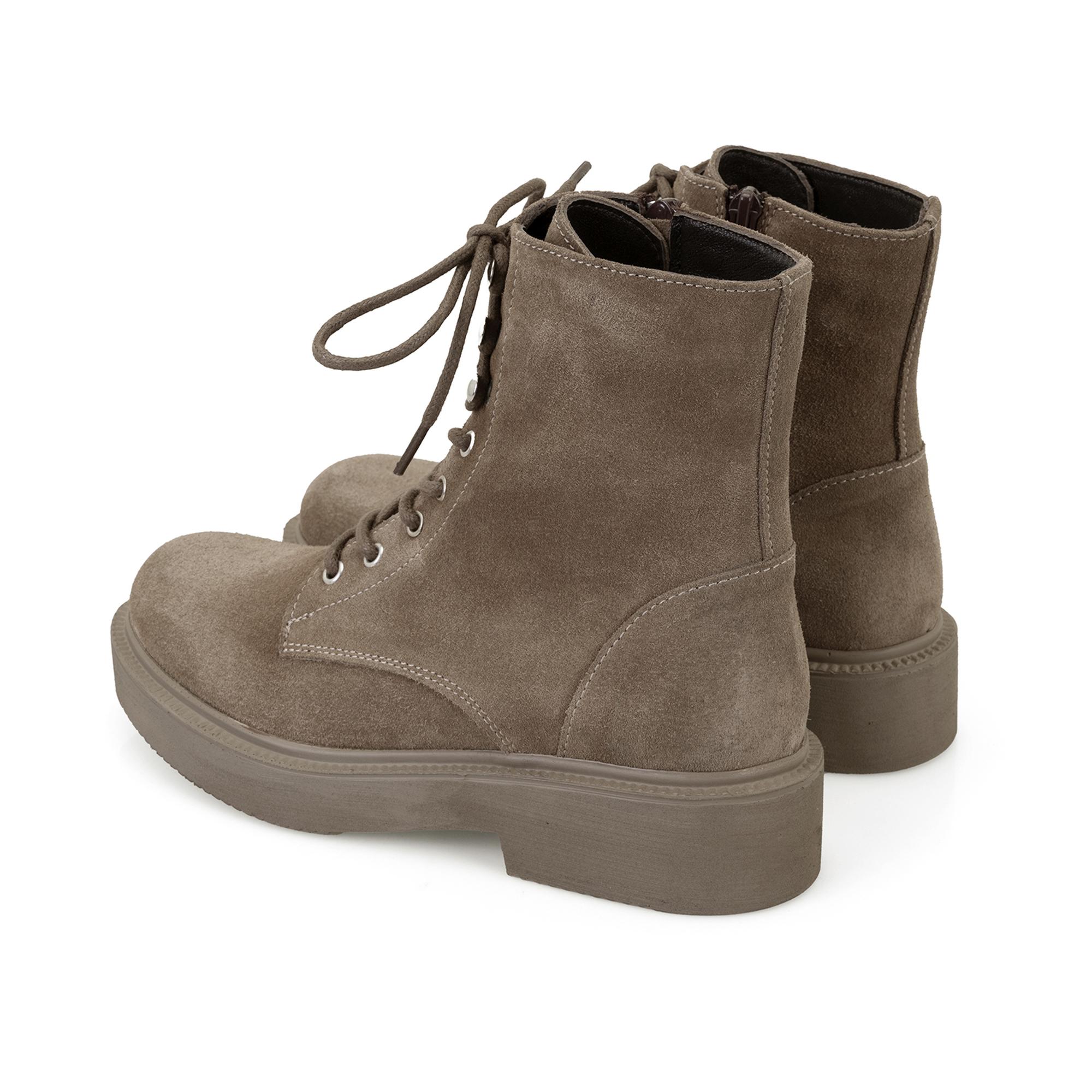 Kadın Kahve Fermuarlı Süet Deri Bot