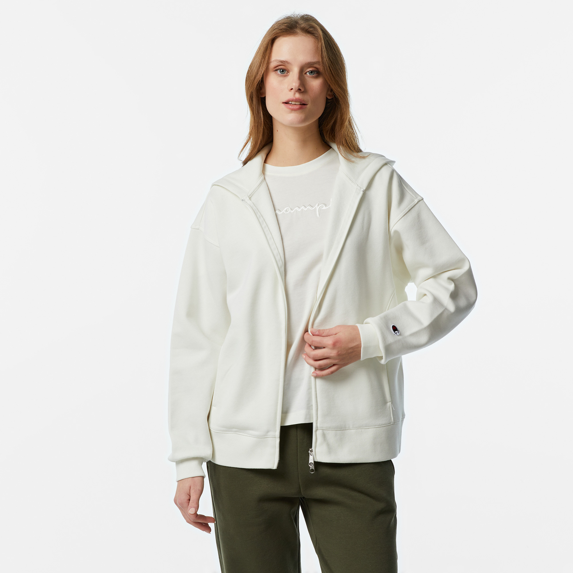  Champion Kadın Beyaz Eşofman Üstü