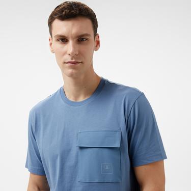  Champion Crewneck Erkek Mavi T-Shirt