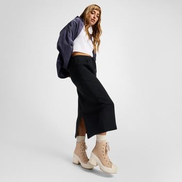  Converse Chuck 70 De Luxe Heel Unisex Bej Deri Platform Sneaker