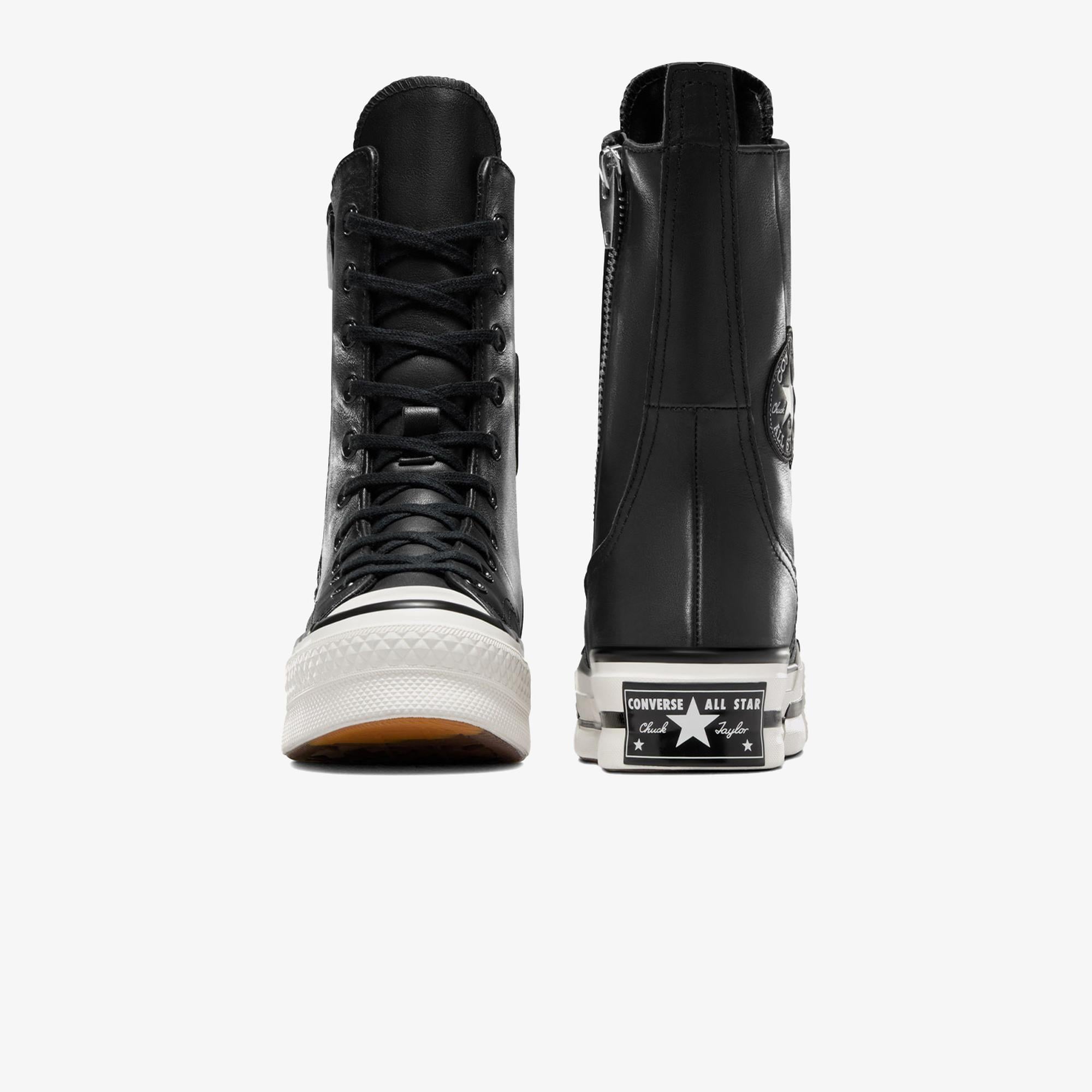 Converse Chuck 70 Plus XHi Unisex Siyah Deri Platform Sneaker