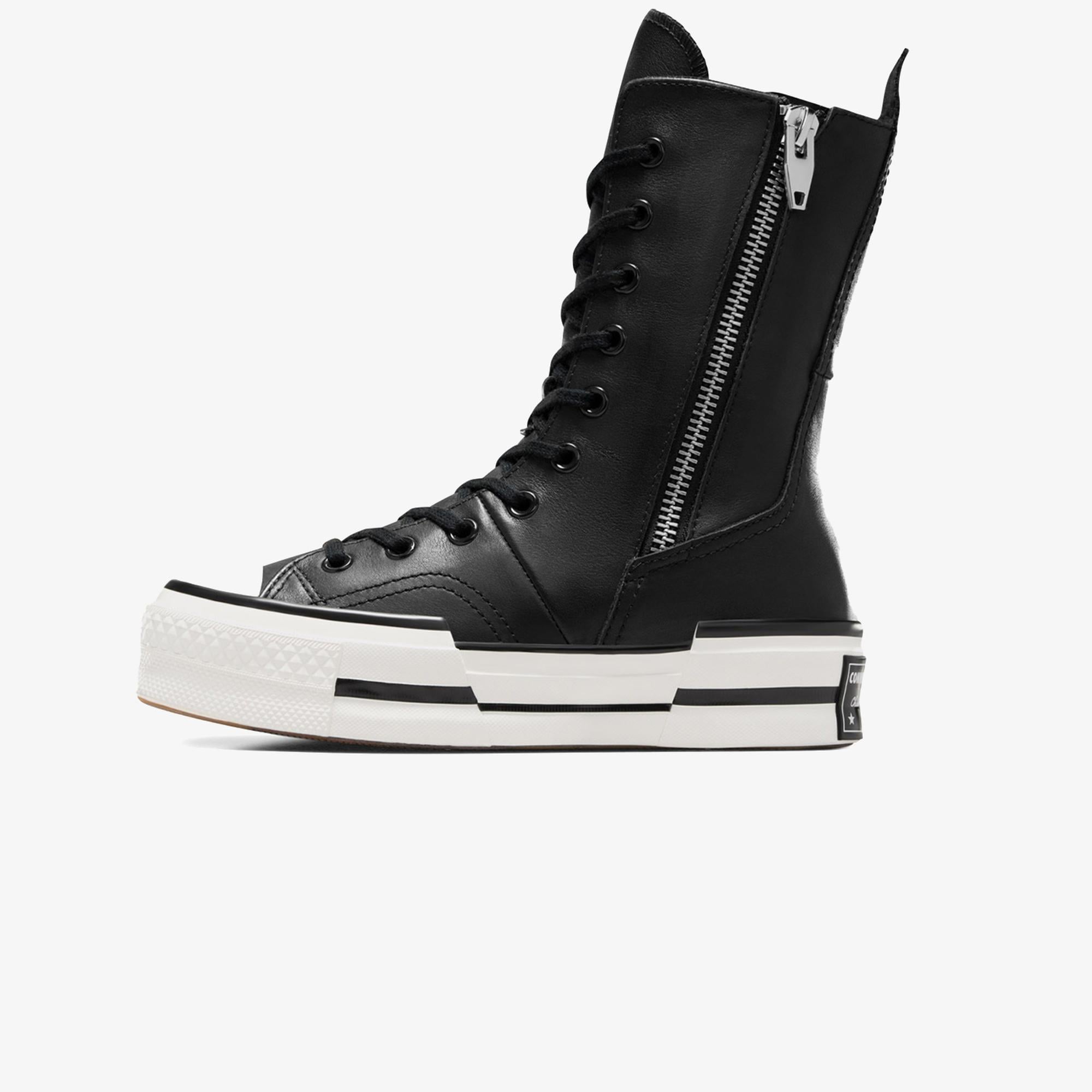 Converse Chuck 70 Plus XHi Unisex Siyah Deri Platform Sneaker