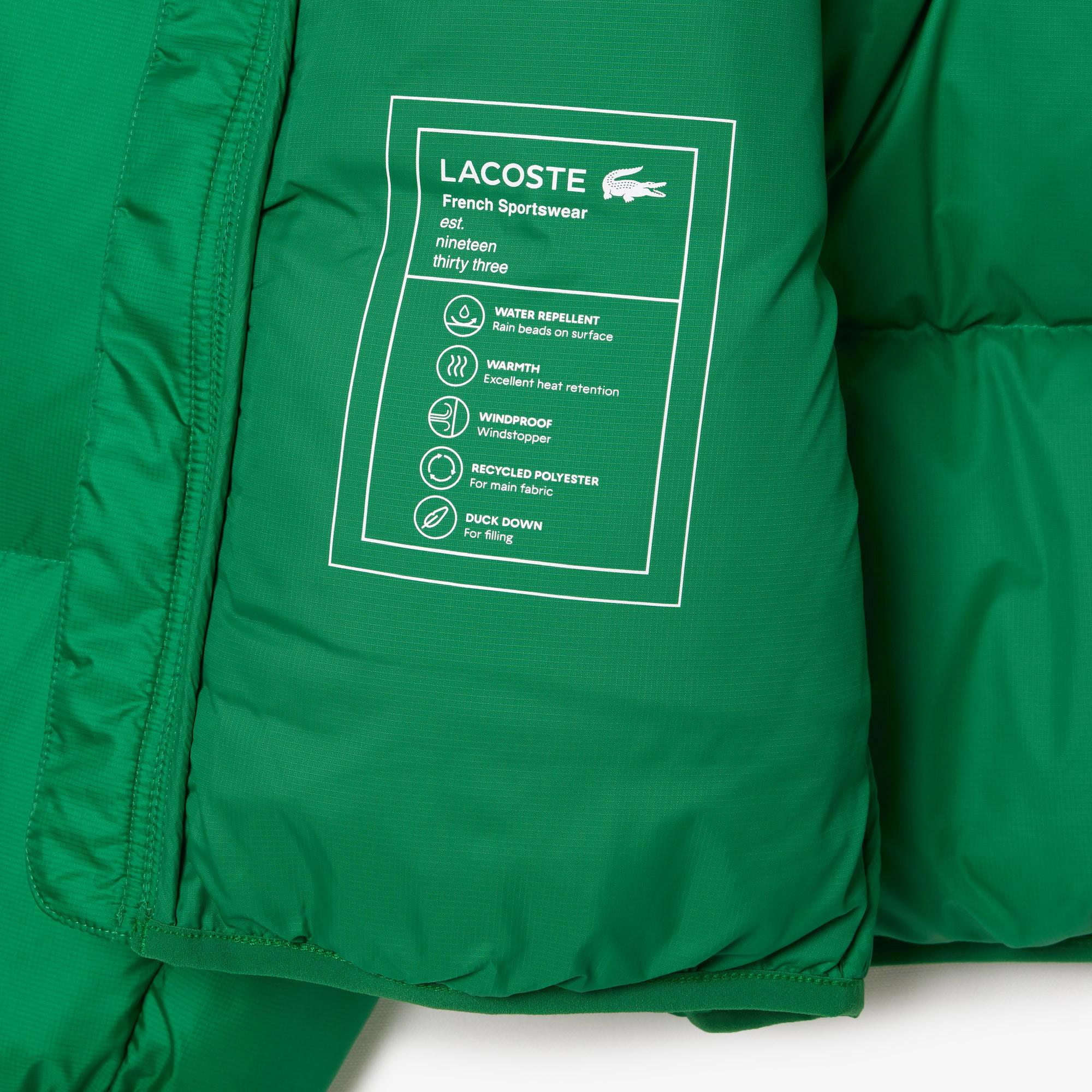 Erkek Relaxed Fit Kapüşonlu Yeşil Şişme Mont