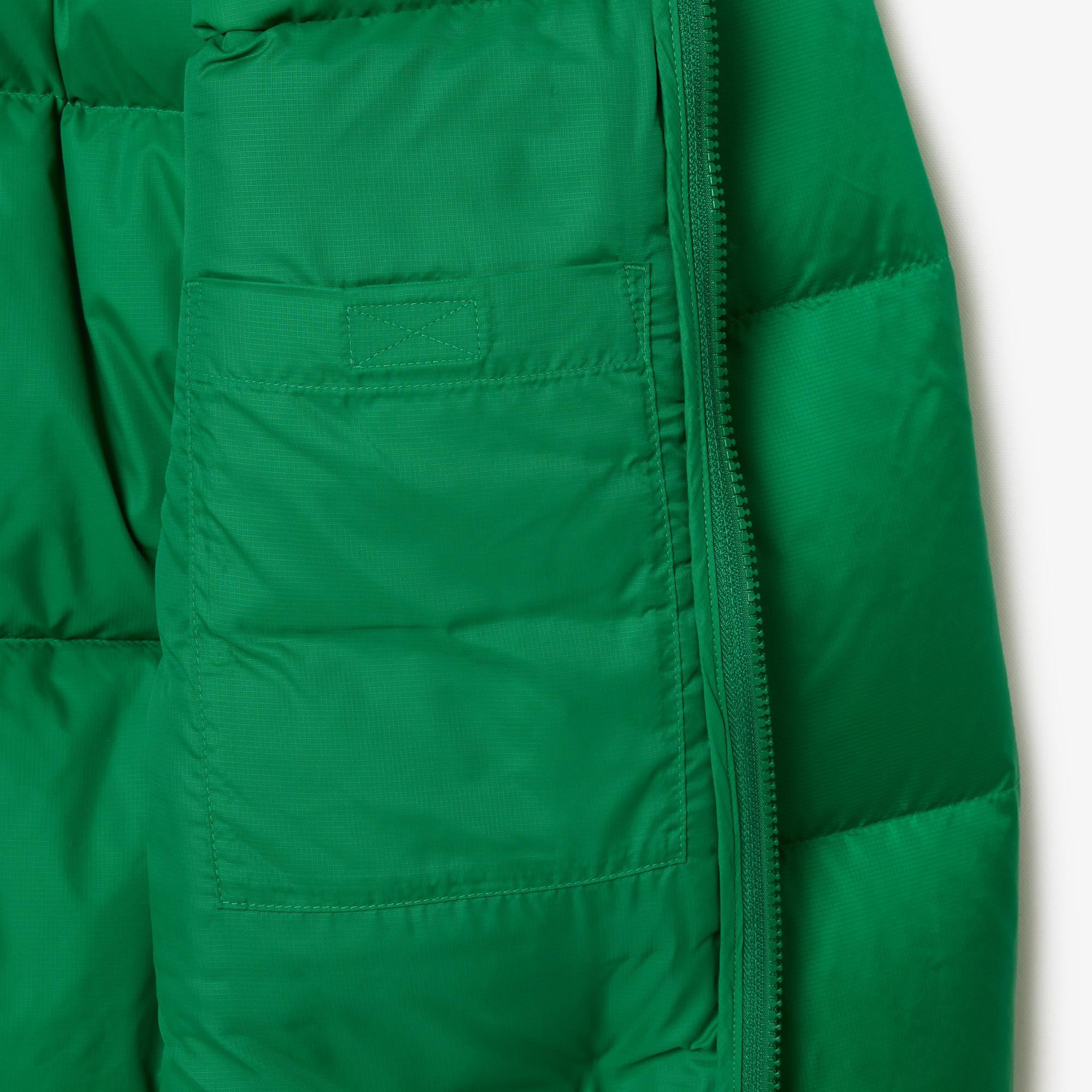 Erkek Relaxed Fit Kapüşonlu Yeşil Şişme Mont