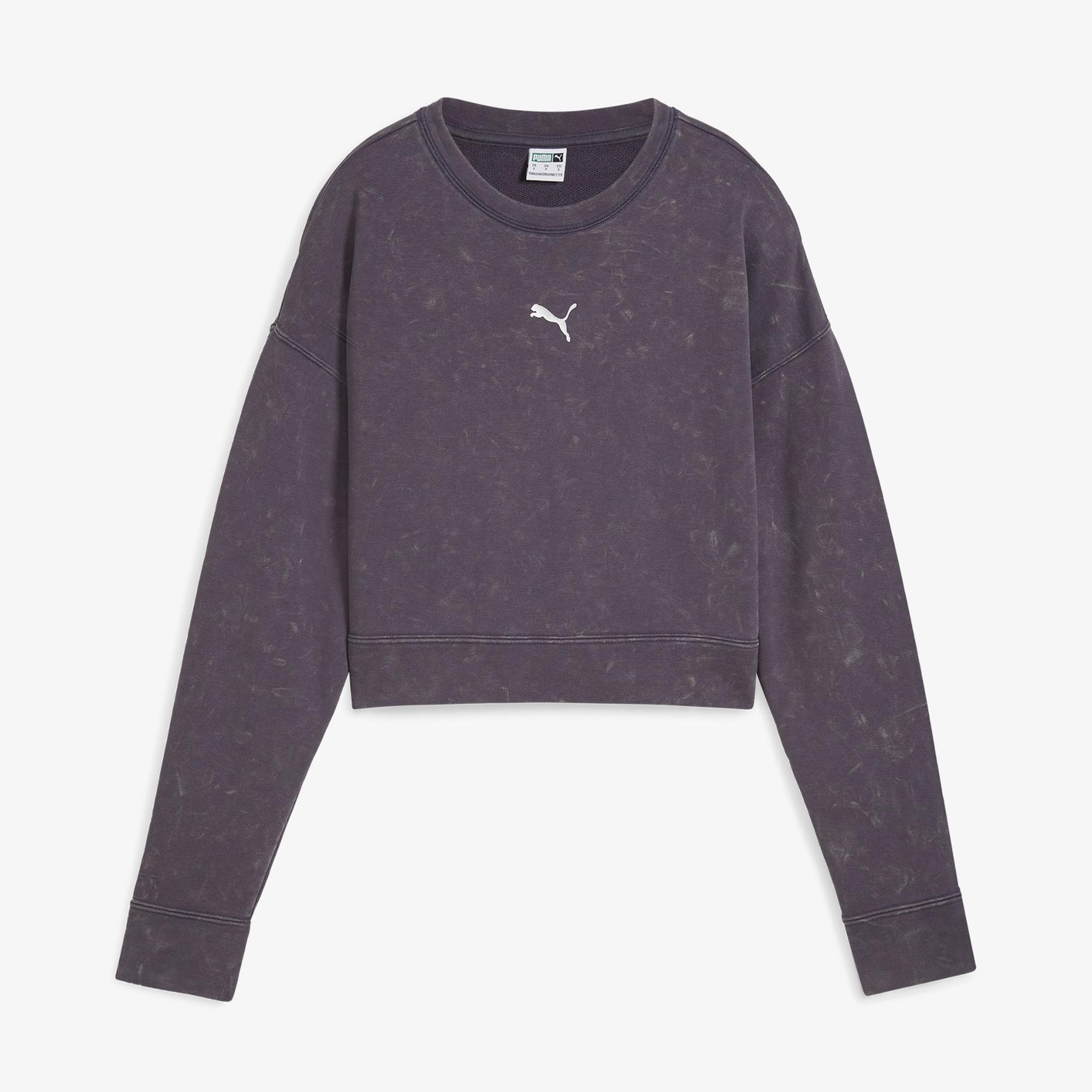 Puma Dare To Relaxed Washed Crew Kadın Gri Sweatshirt