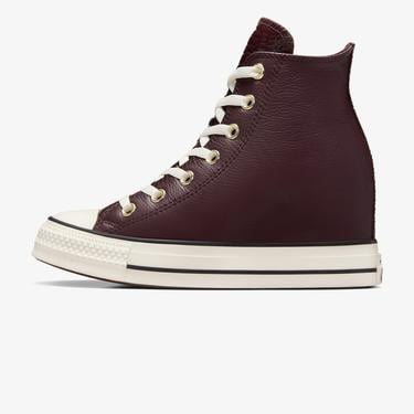  Converse Chuck Taylor All Star Wedge Unisex Bordo Deri Platform Sneaker