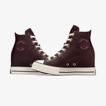  Converse Chuck Taylor All Star Wedge Unisex Bordo Deri Platform Sneaker