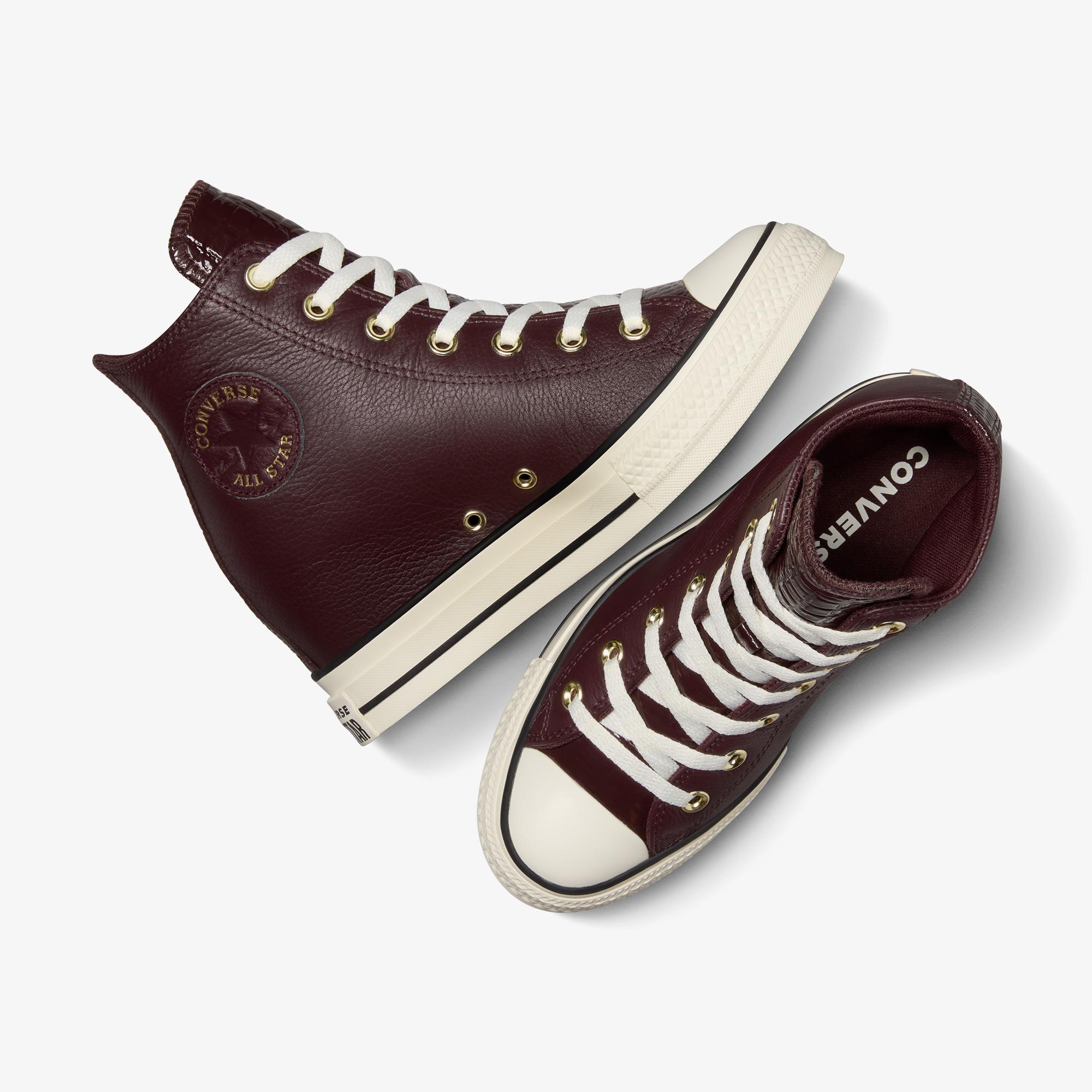 Converse Chuck Taylor All Star Wedge Unisex Bordo Deri Platform Sneaker