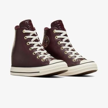  Converse Chuck Taylor All Star Wedge Unisex Bordo Deri Platform Sneaker